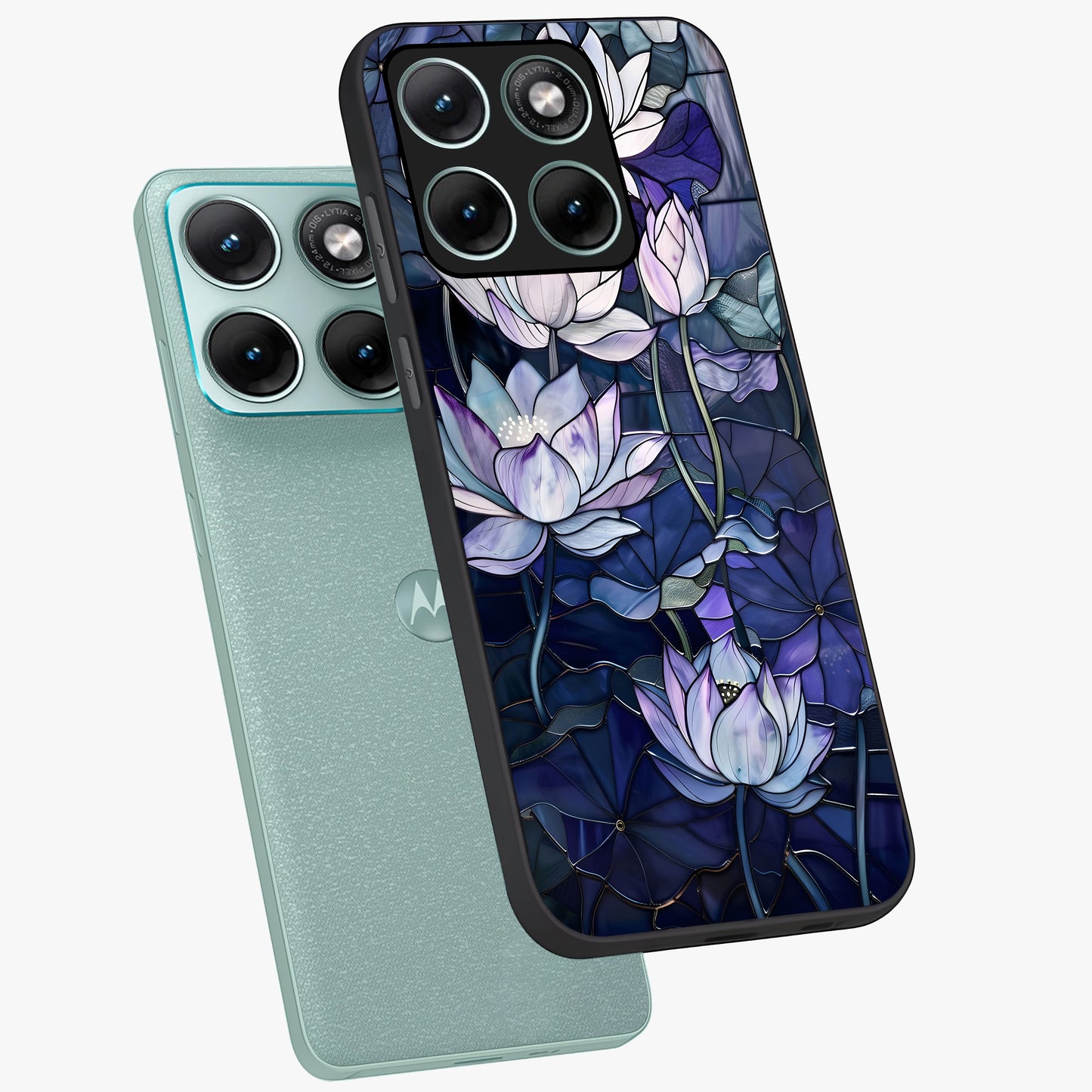 Gloss Petal Rush Glass Case displayed in angled mockup highlighting vibrant petal design with elegant floral aesthetic.