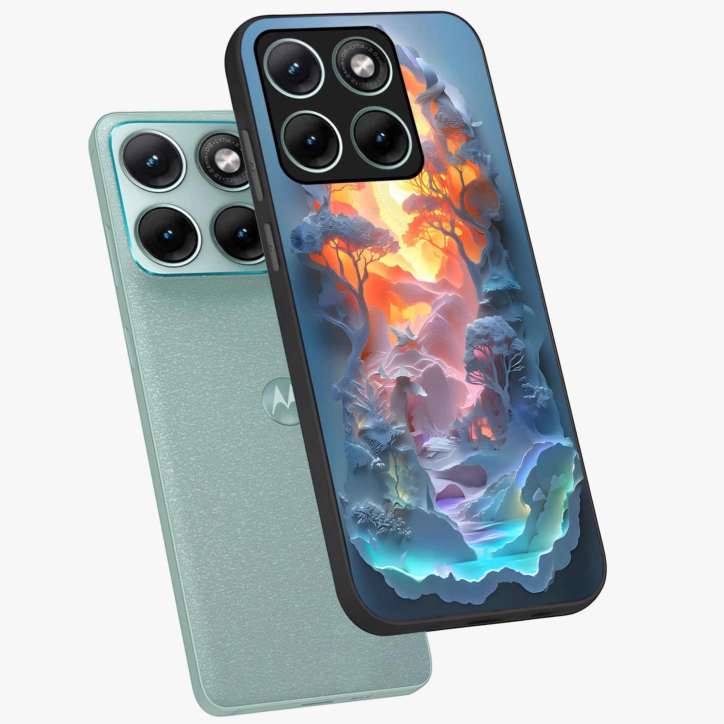 Glow Forest Portal Glass Case displayed in angled mockup highlighting mystical forest design with magical glowing aesthetic.