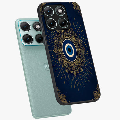 Golden Celestial Charm Glass Case displayed in angled mockup highlighting sparkling cosmic charm design with celestial aesthetic.