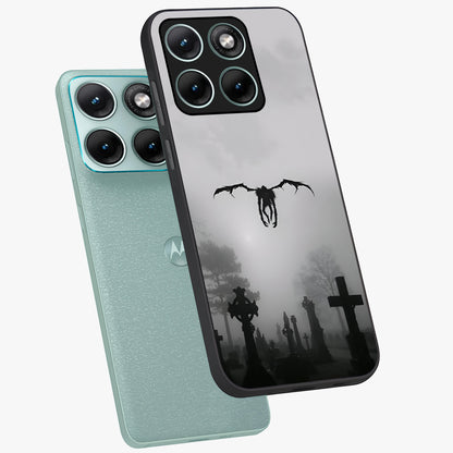 Graveyard Shadow Descent Glass Case displayed in angled mockup highlighting eerie shadow illustration with gothic aesthetic.