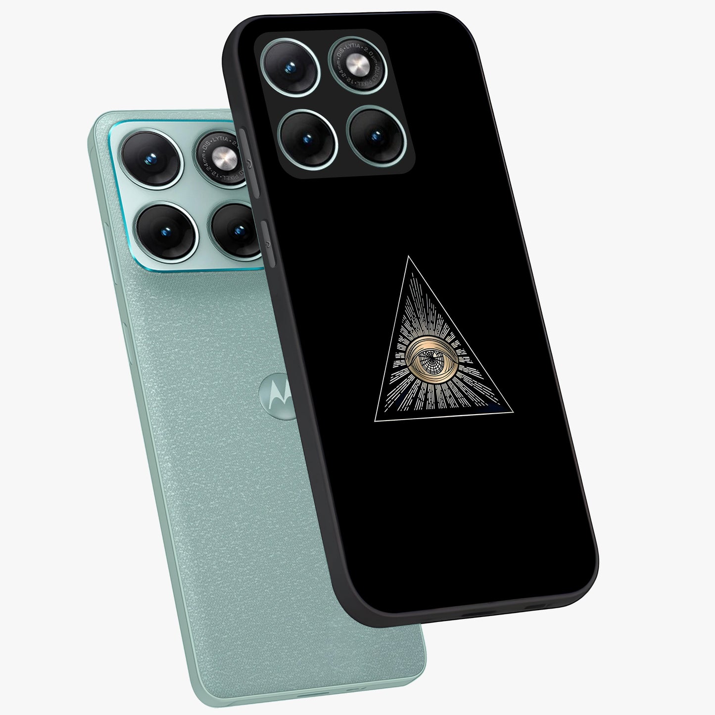 Illuminati Evil Glass Case displayed in angled mockup highlighting dark occult inspired design with bold aesthetic style.