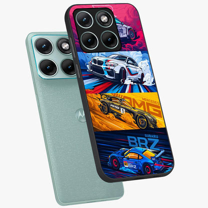 JDM Sports Car Glass Case displayed in angled mockup highlighting sleek Japanese racing car design with automotive aesthetic.