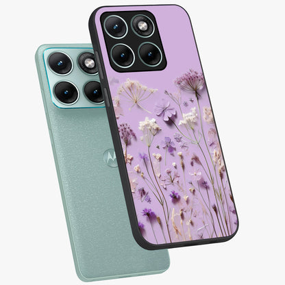 Lavender Blossom Dream Glass Case displayed in angled mockup highlighting dreamy lavender flower design with calming aesthetic style.