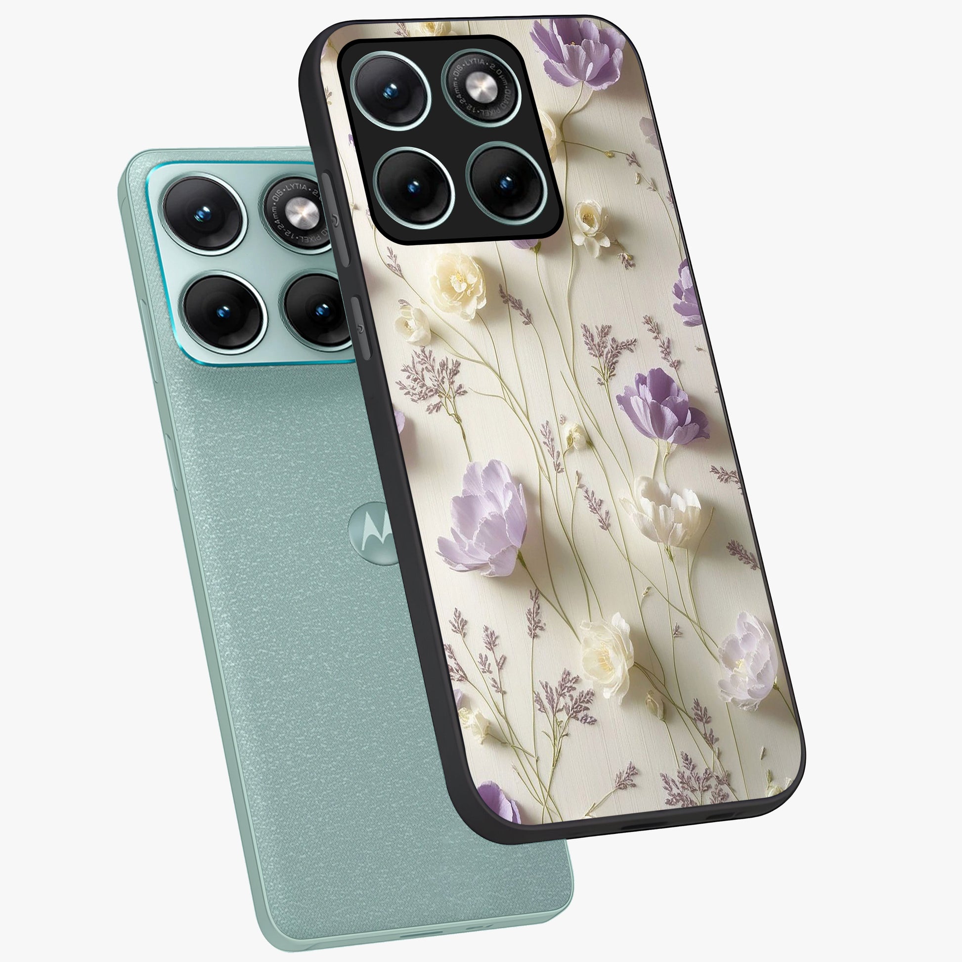 Lilac Breeze Harmony Glass Case displayed in angled mockup highlighting calm lilac breeze design with soothing aesthetic style.