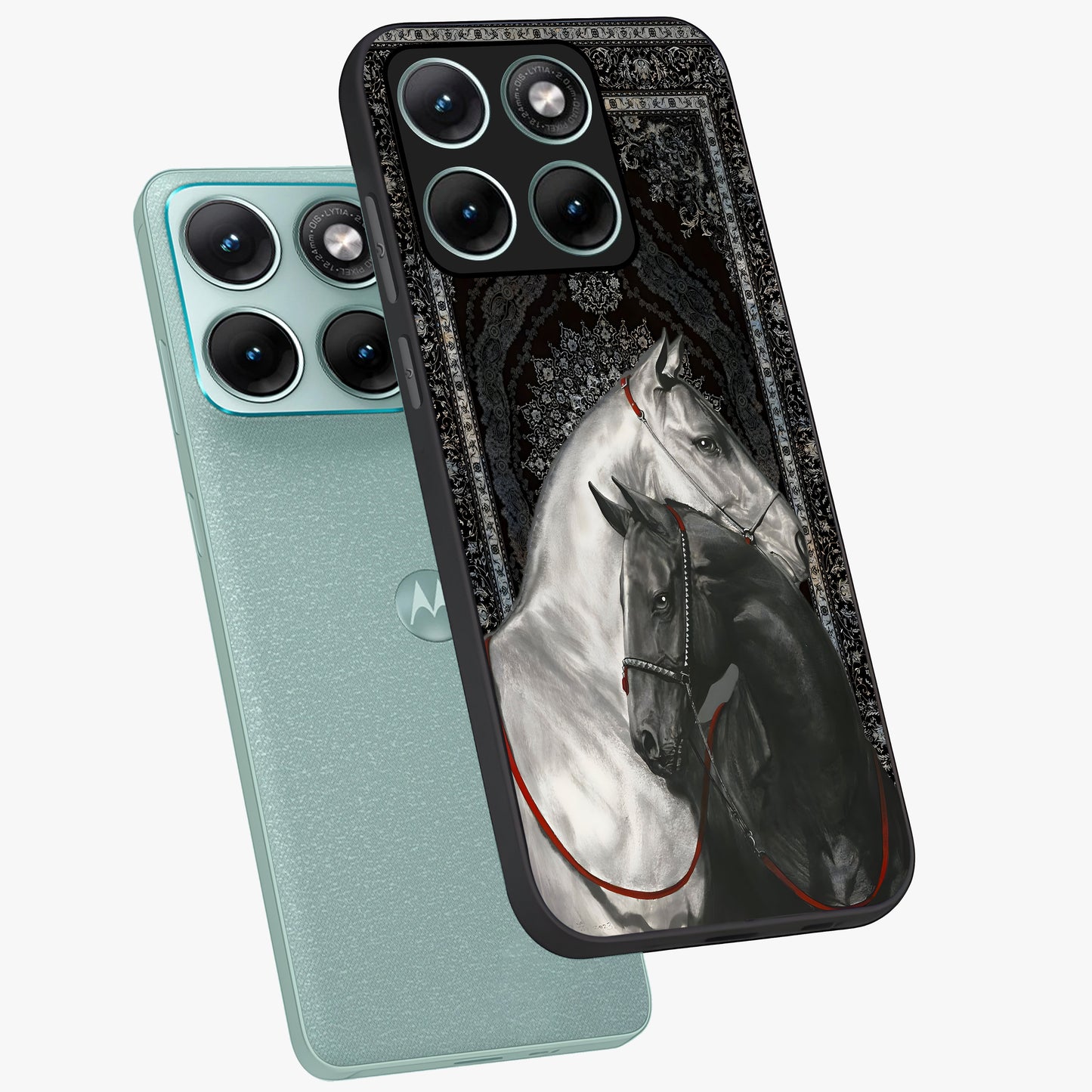 Majestic Ride Legacy Glass Case displayed in angled mockup highlighting sleek vehicle design with bold racing aesthetic.