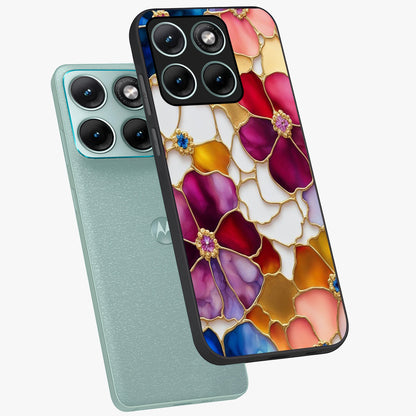 Marble Flower Pattern Glass Case displayed in angled mockup highlighting elegant marble floral design with modern aesthetic.