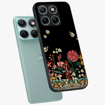 Midnight Bloom Pattern Glass Case displayed in angled mockup highlighting elegant flower design with midnight aesthetic style.