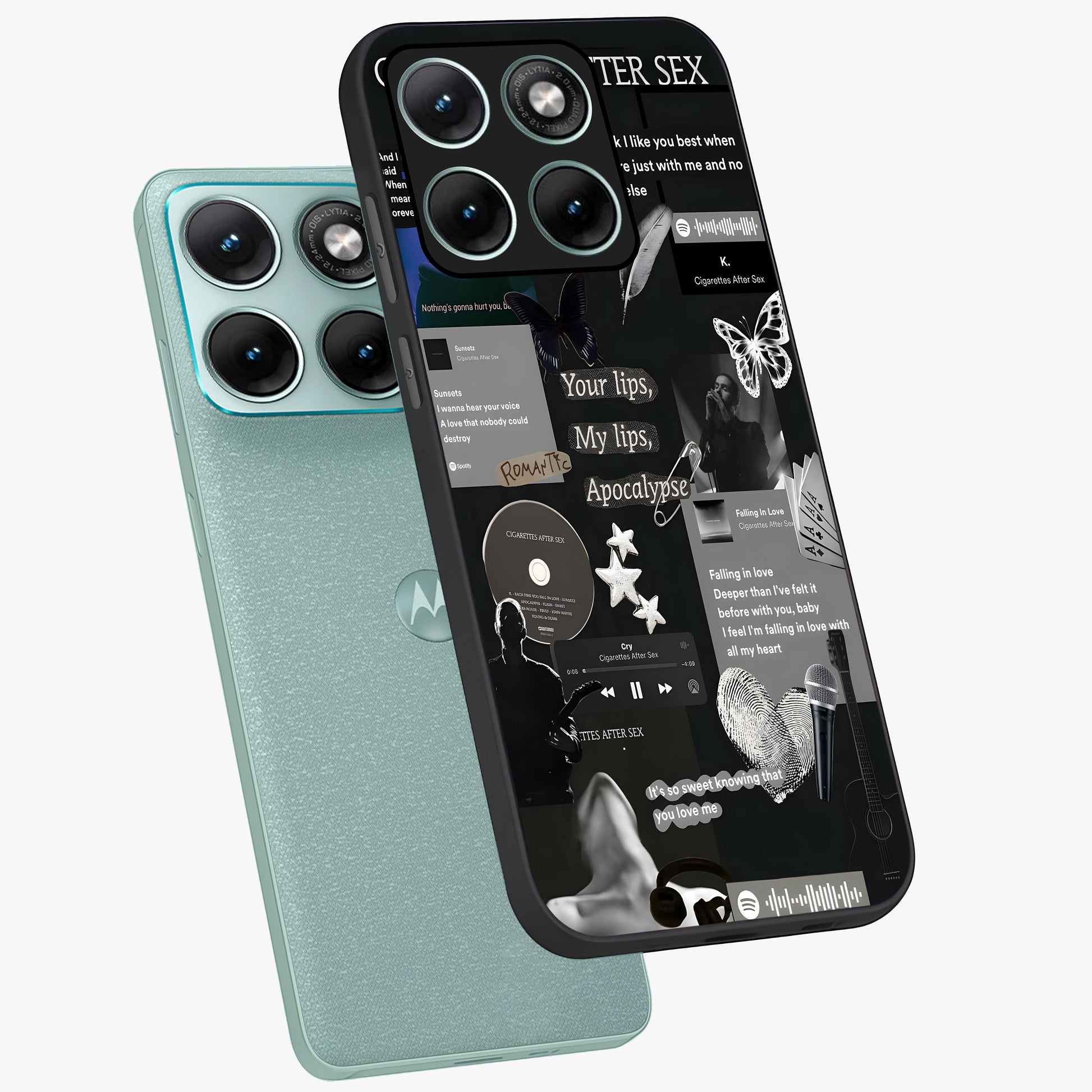 Midnight Love Echo Glass Case displayed in angled mockup highlighting elegant love inspired design with deep aesthetic style.