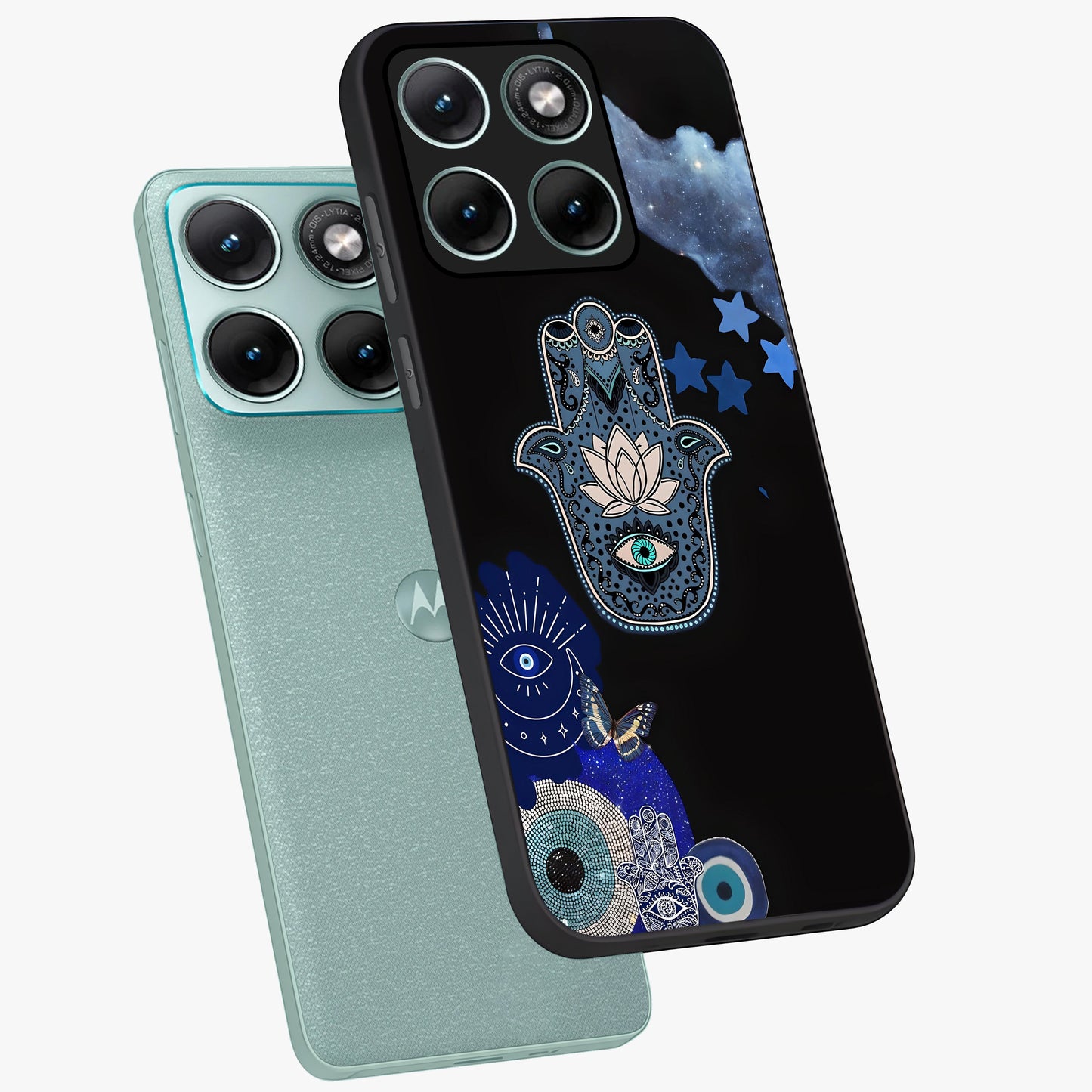 Mystic Hand Aura Glass Case displayed in angled mockup highlighting magical aura design with spiritual aesthetic style.