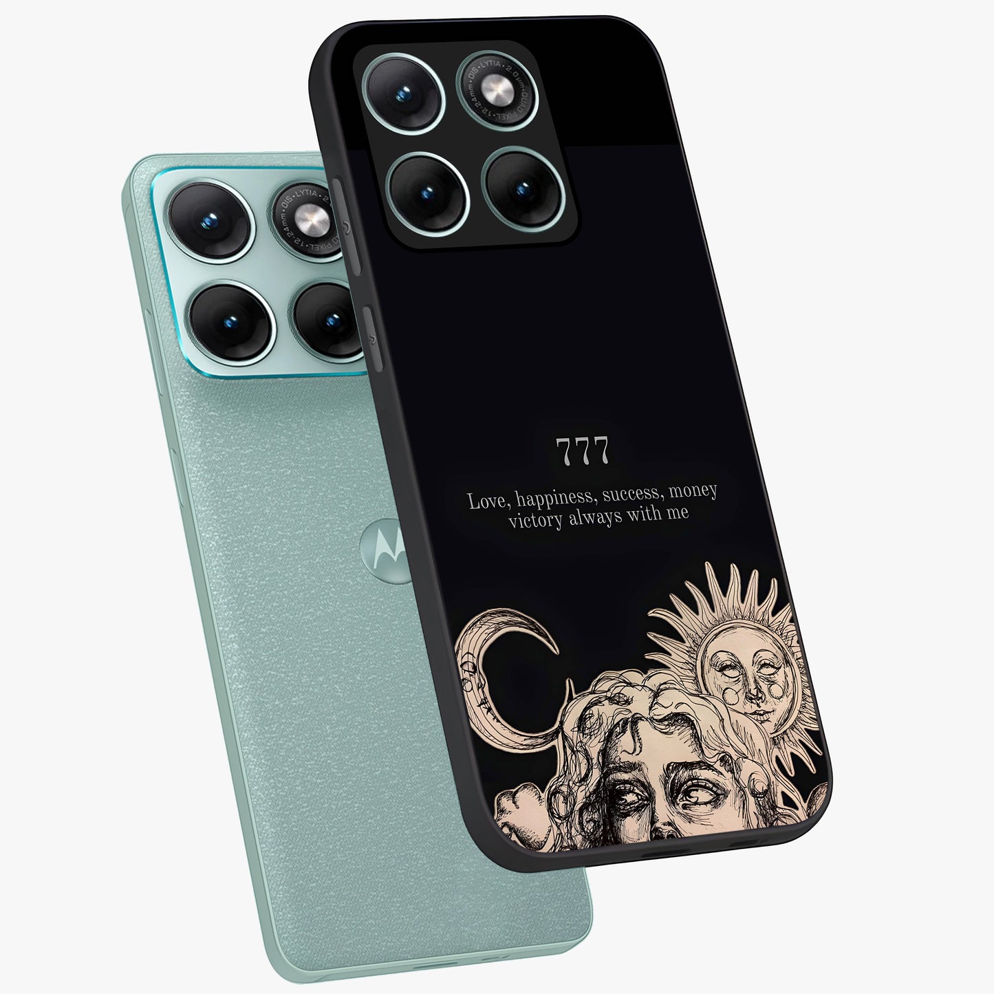 Mystic Victory Aura Glass Case displayed in angled mockup highlighting energetic aura design with bold mystical aesthetic.