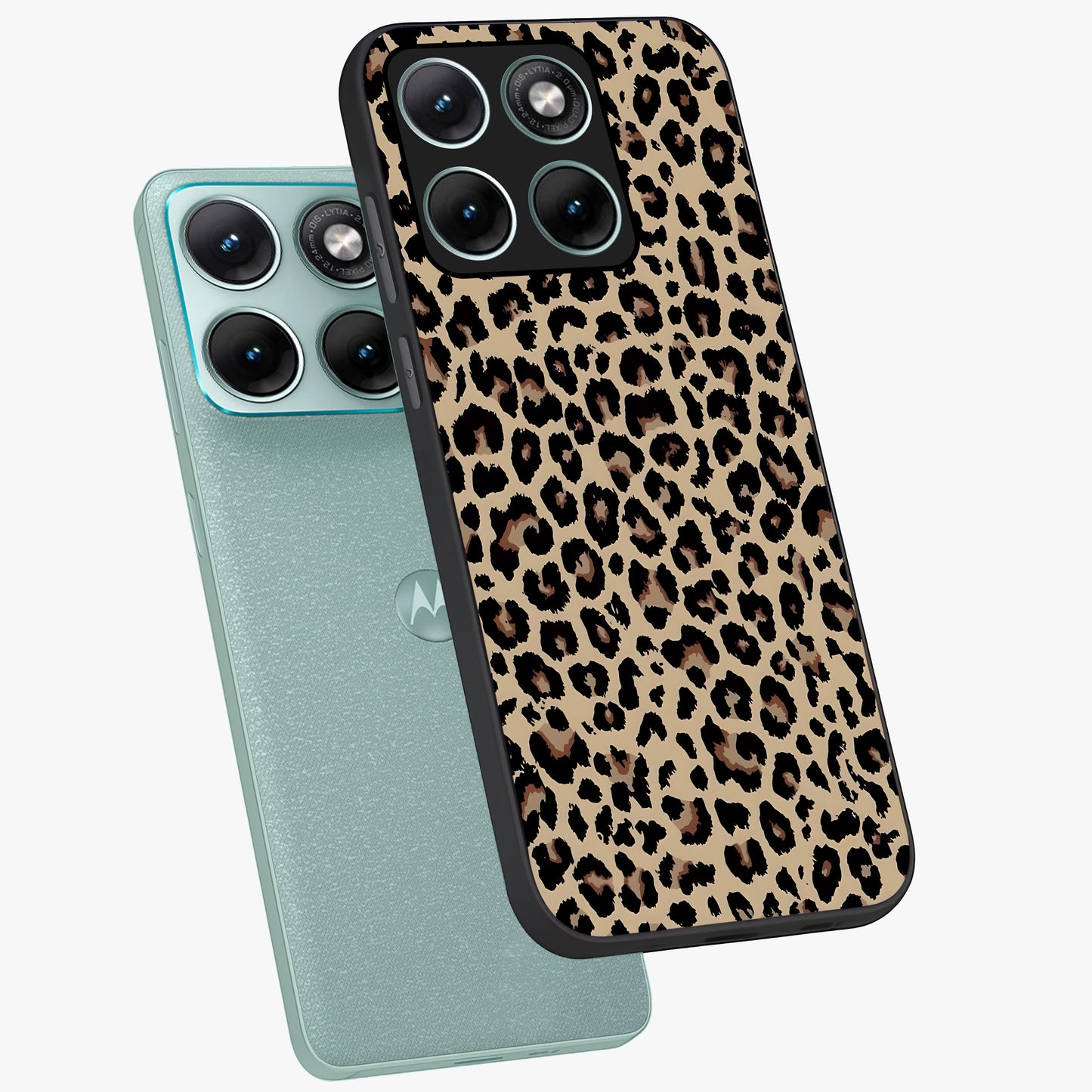 Savage Chic Pattern Glass Case displayed in angled mockup highlighting bold fashion inspired design with chic aesthetic.