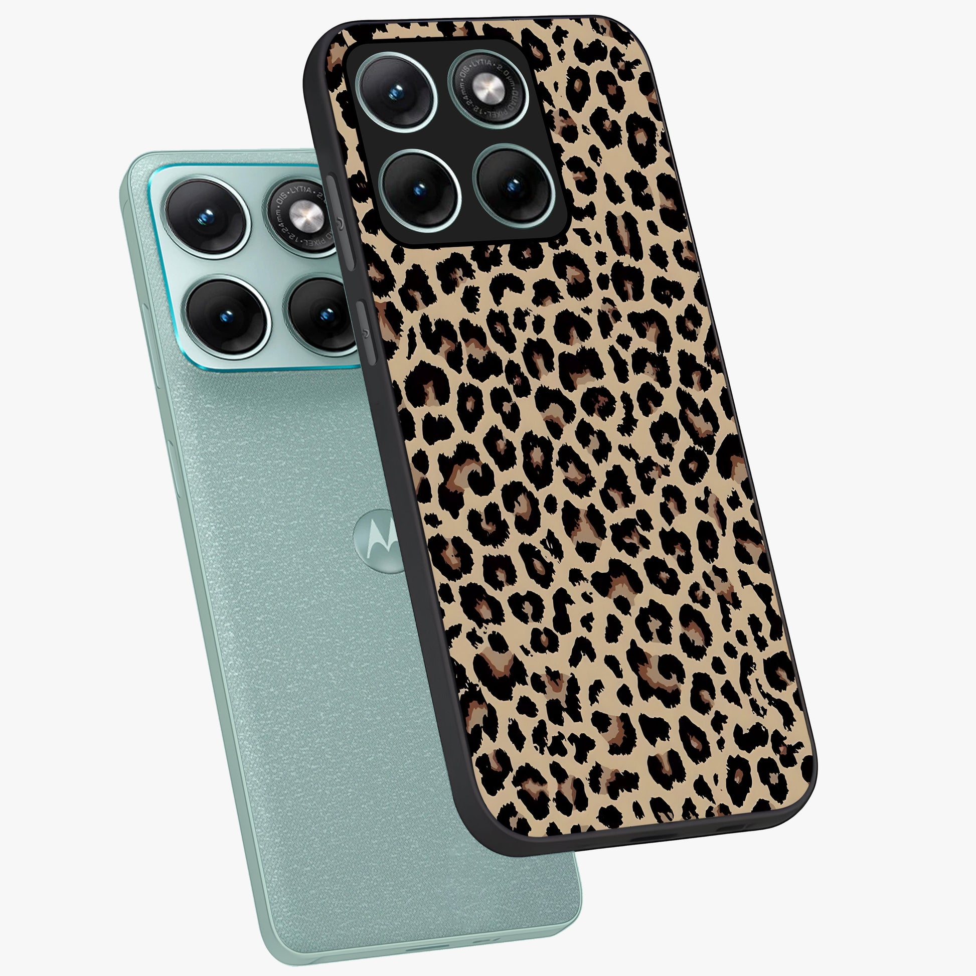 Savage Chic Pattern Glass Case displayed in angled mockup highlighting bold fashion inspired design with chic aesthetic.