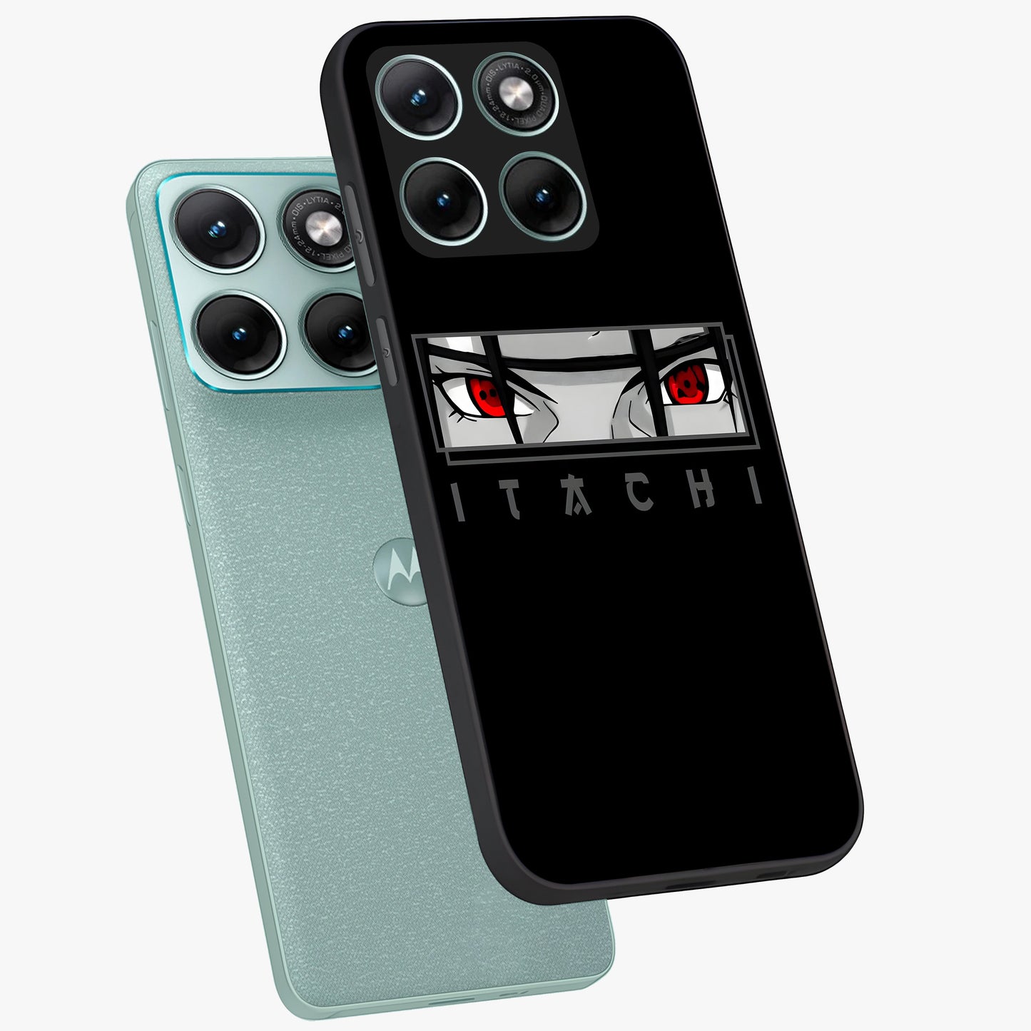Scarlet Gaze Dominance Glass Case displayed in angled mockup highlighting intense visual design with bold scarlet aesthetic.