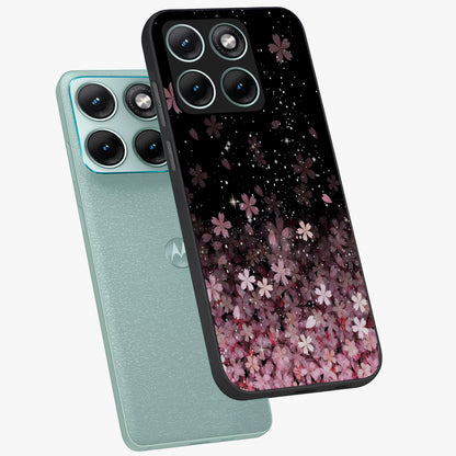 Small Starry Flowers Glass Case displayed in angled mockup highlighting tiny flower pattern with celestial aesthetic style.