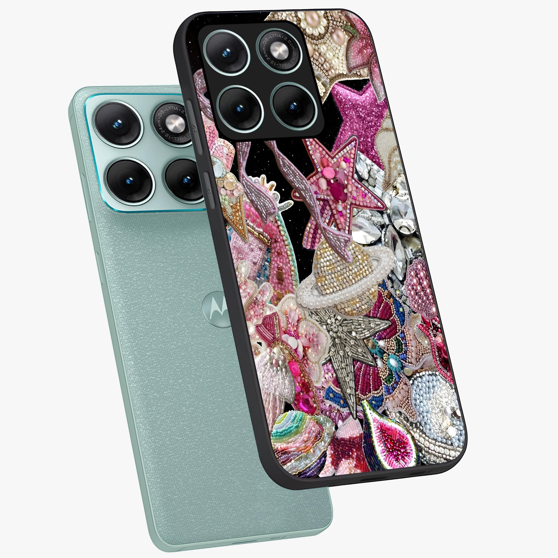 Starlit Jewel Dream Glass Case displayed in angled mockup highlighting glowing celestial jewel design with dreamy aesthetic.