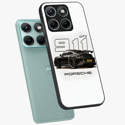Turbo Legacy Icon Glass Case displayed in angled mockup highlighting dynamic automotive design with performance aesthetic.
