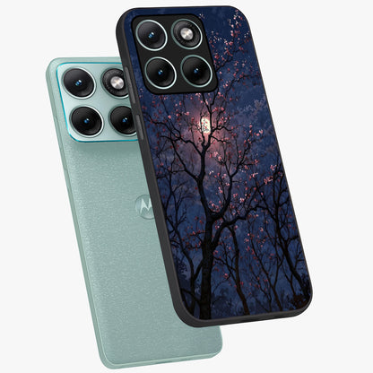 Twilight Sakura Serenade Glass Case displayed in angled mockup highlighting delicate sakura flower design with dreamy aesthetic.