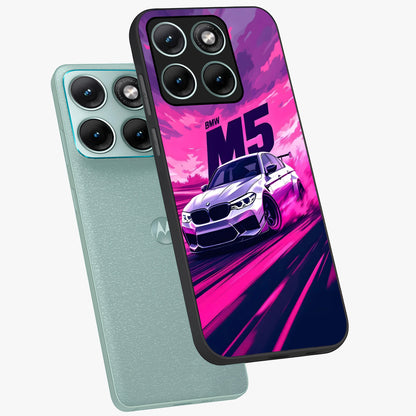 Velocity Drift Pulse Glass Case displayed in angled mockup highlighting dynamic drift design with sporty automotive aesthetic.