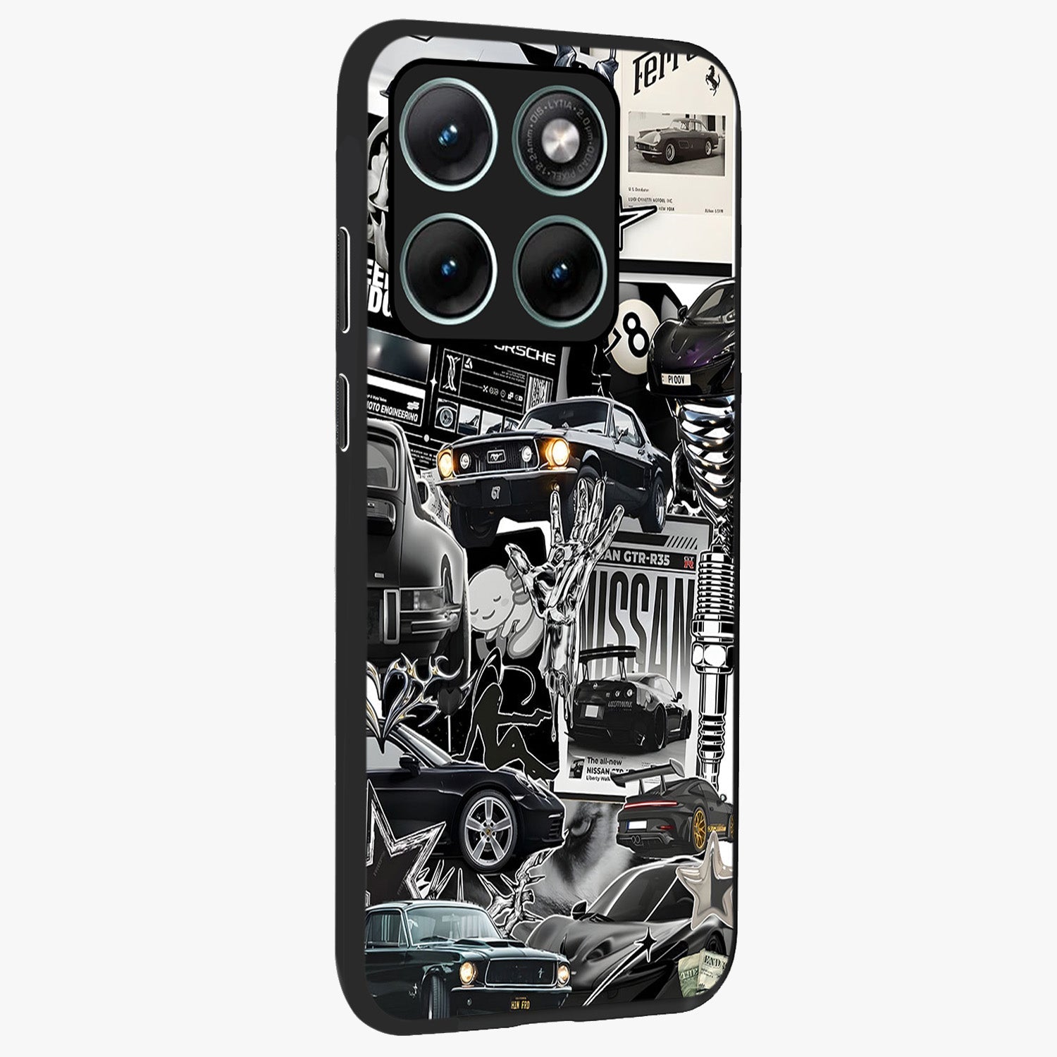 Aesthetic Dark Love Glass Case upright view showcasing dramatic romantic artwork with modern aesthetic style.