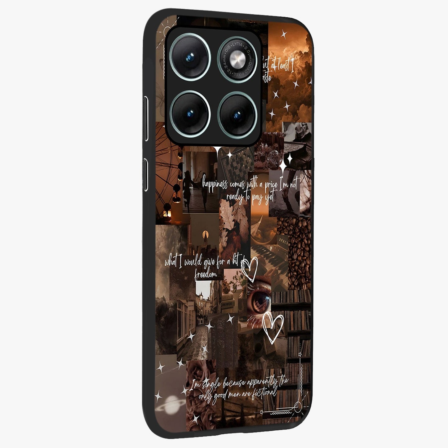 Bittersweet Aesthetic Chaos Glass Case upright view showcasing bold artistic chaos design with modern aesthetic style.
