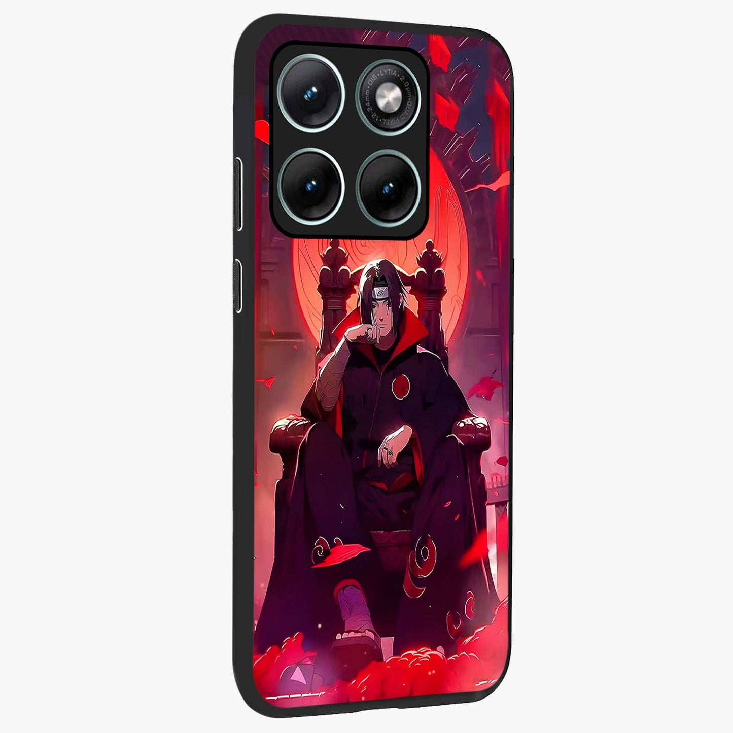 Blood Moon Sovereign Glass Case upright view showcasing powerful moon inspired artwork with cosmic aesthetic style.