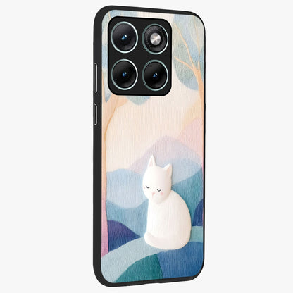 Cotton Dream Cat Glass Case upright view showcasing charming cat artwork with cozy dreamy theme.
