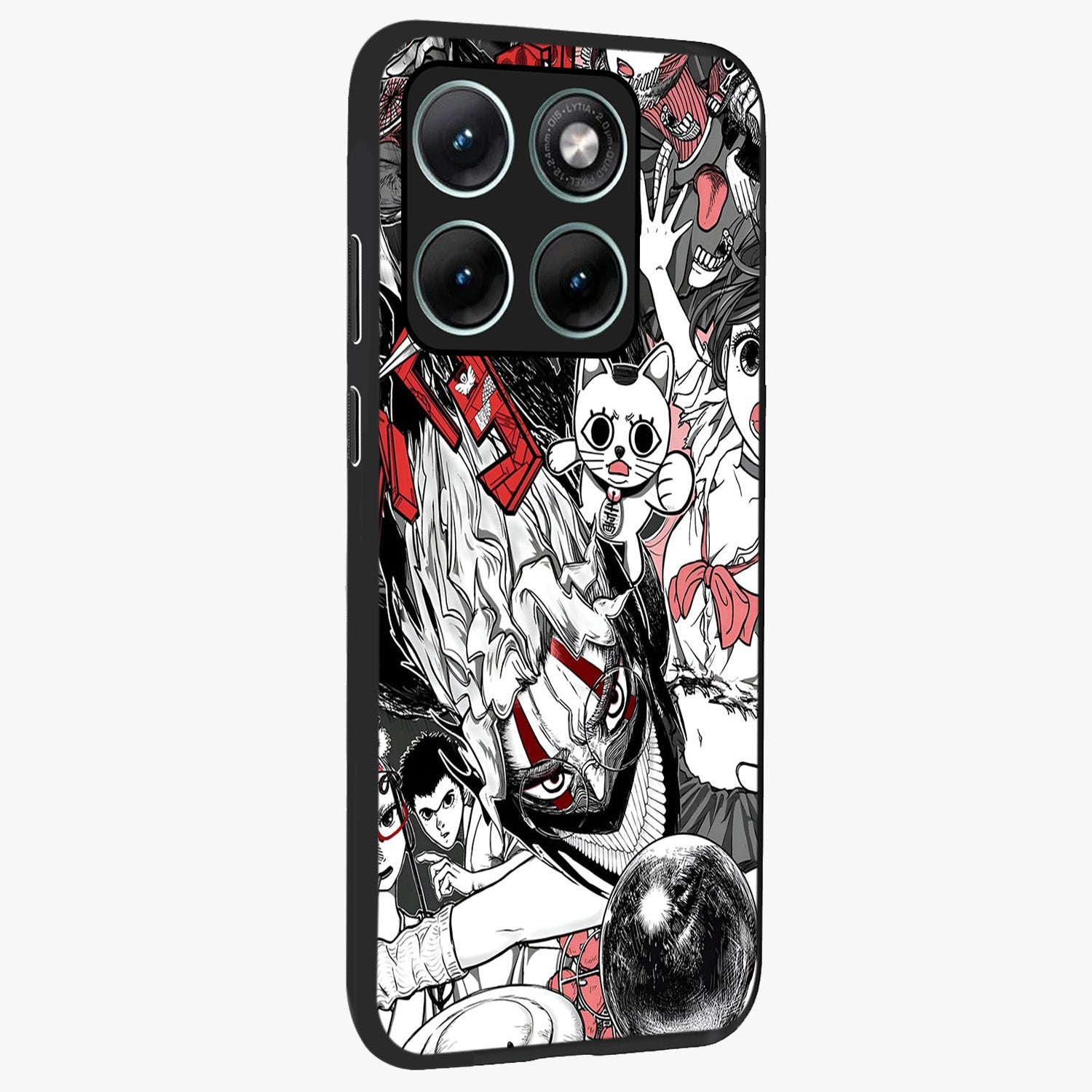 Crimson Chaos Panel Glass Case upright view showcasing intense crimson artwork with dramatic aesthetic style.