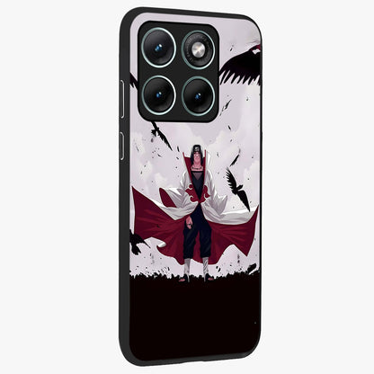 Crimson Crow Ascension Glass Case upright view showcasing dramatic crow artwork with bold gothic theme.