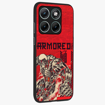Crimson Mecha Titan Glass Case upright view showcasing dynamic robotic titan design with sci-fi inspired theme.