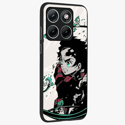 Demon Slayer Glass Case upright view showcasing powerful anime artwork with intense warrior theme.