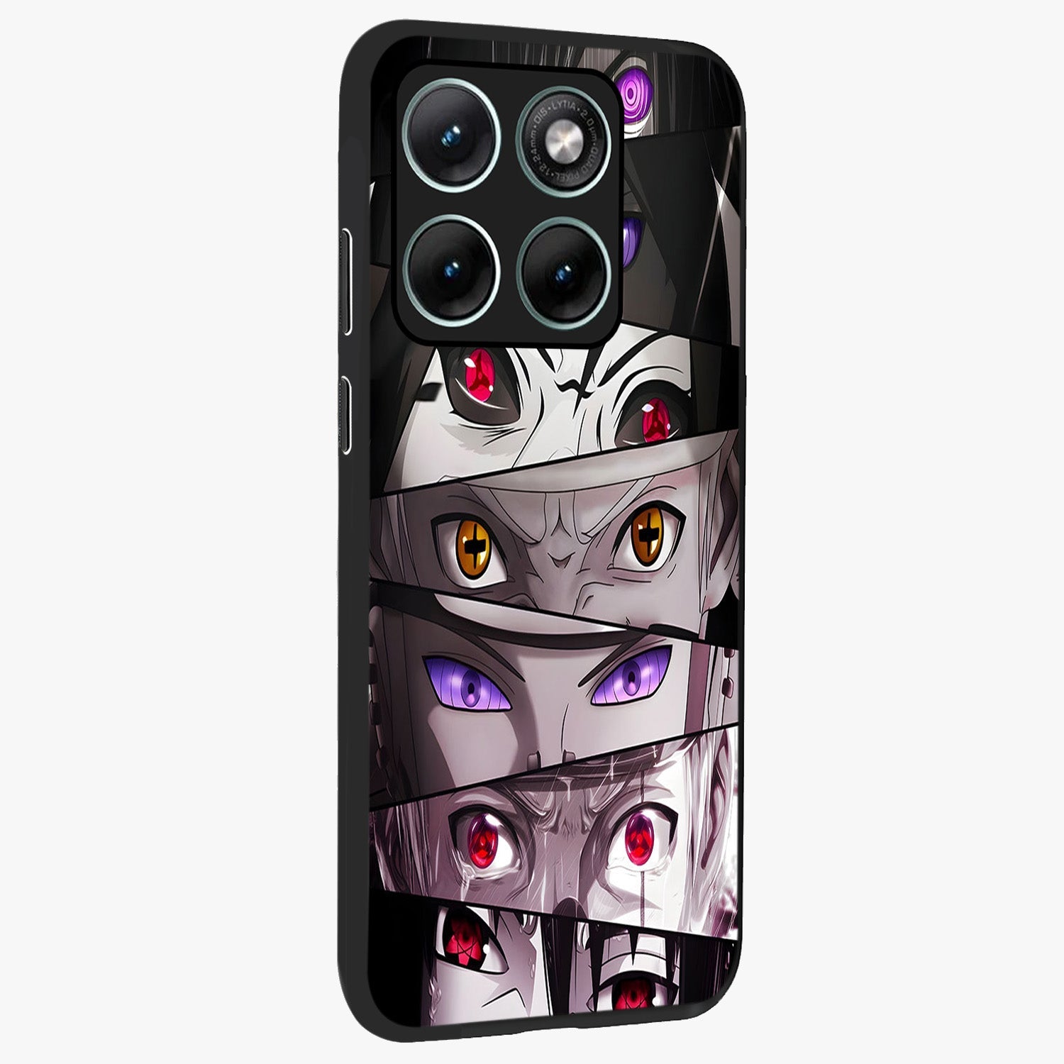 Eyes of Destiny Glass Case upright view showcasing symbolic eye artwork with dramatic artistic theme.