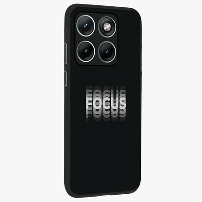 Focus Mode On Glass Case upright view showcasing strong typography statement with sleek motivational theme.