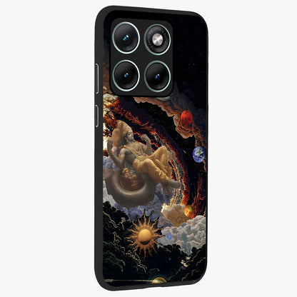 Galactic Divine God Glass Case upright view showcasing mystical divine artwork with dramatic cosmic theme.