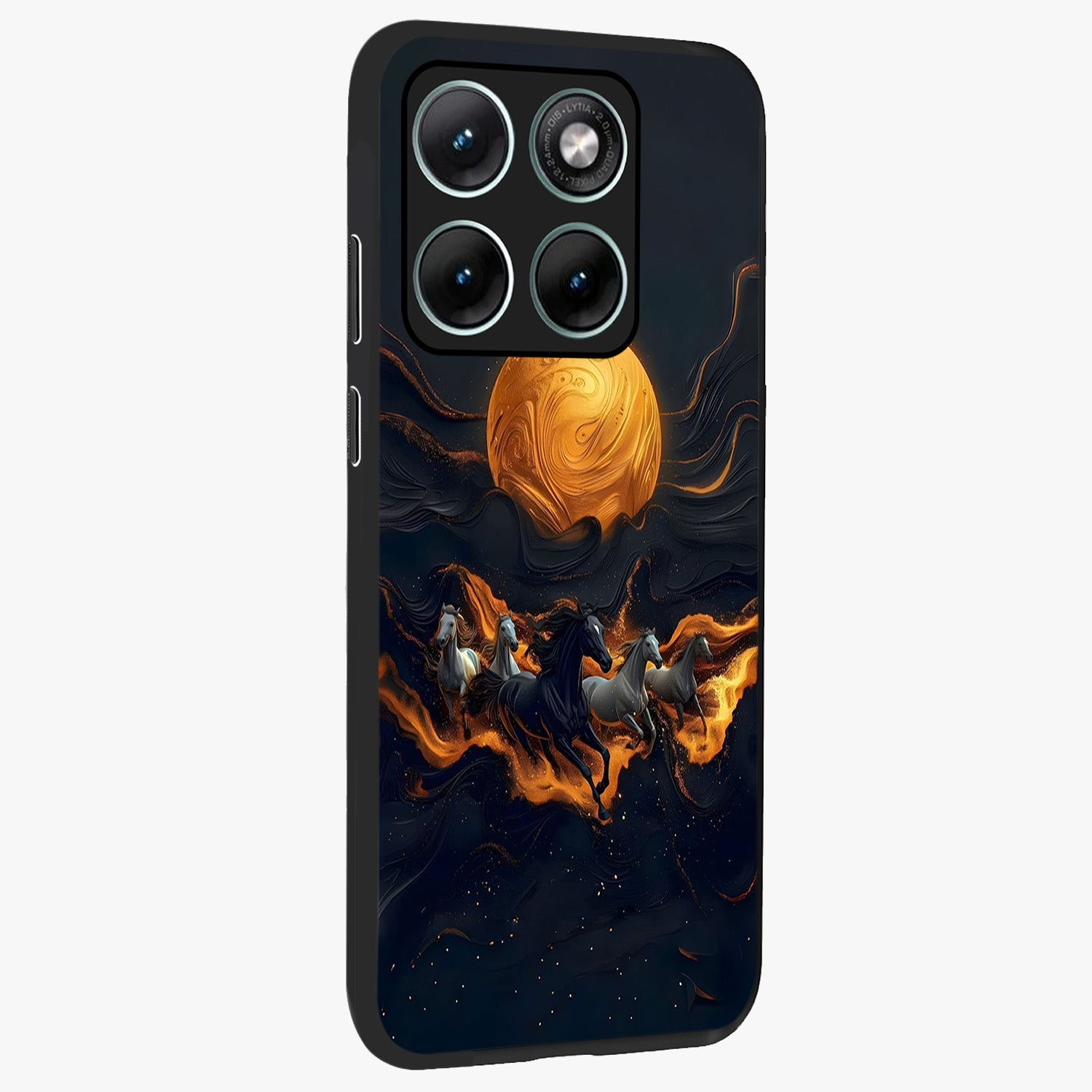 Golden Royal Heritage Glass Case upright view showcasing elegant royal artwork with classic heritage theme.