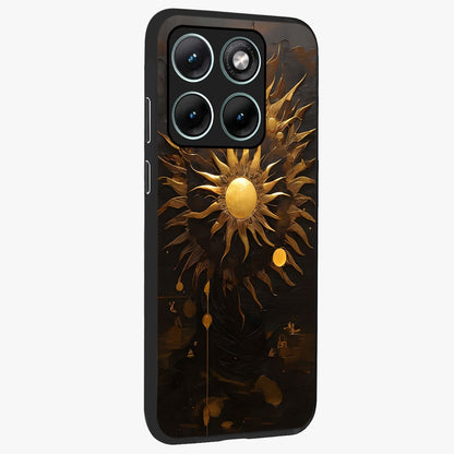Golden Sun Majesty Glass Case upright view showcasing haunting graveyard artwork with dramatic dark theme.
