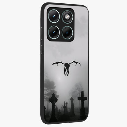 Graveyard Shadow Descent Glass Case upright view showcasing haunting graveyard artwork with dramatic dark theme.