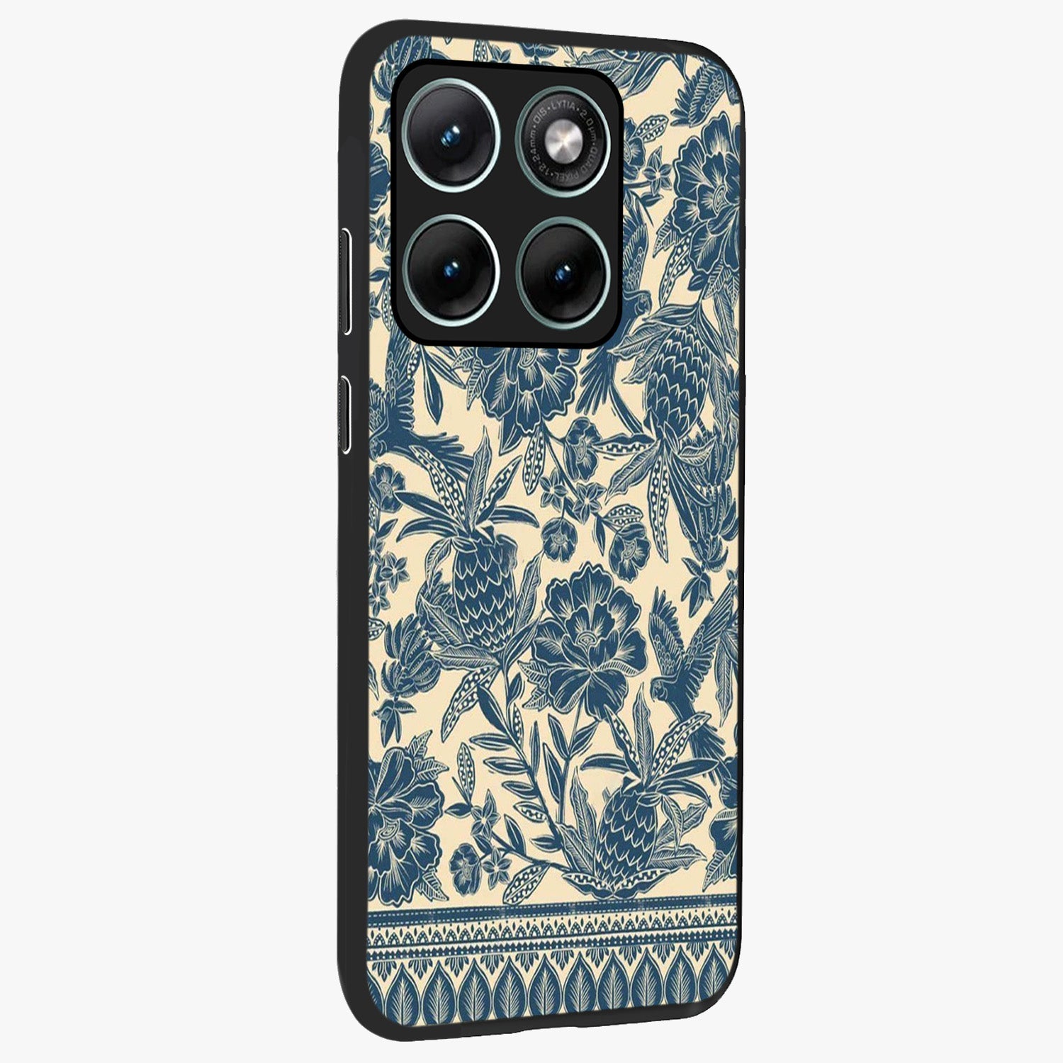 Heirloom Wild Bloom Glass Case upright view showcasing delicate wildflower artwork with timeless floral theme.