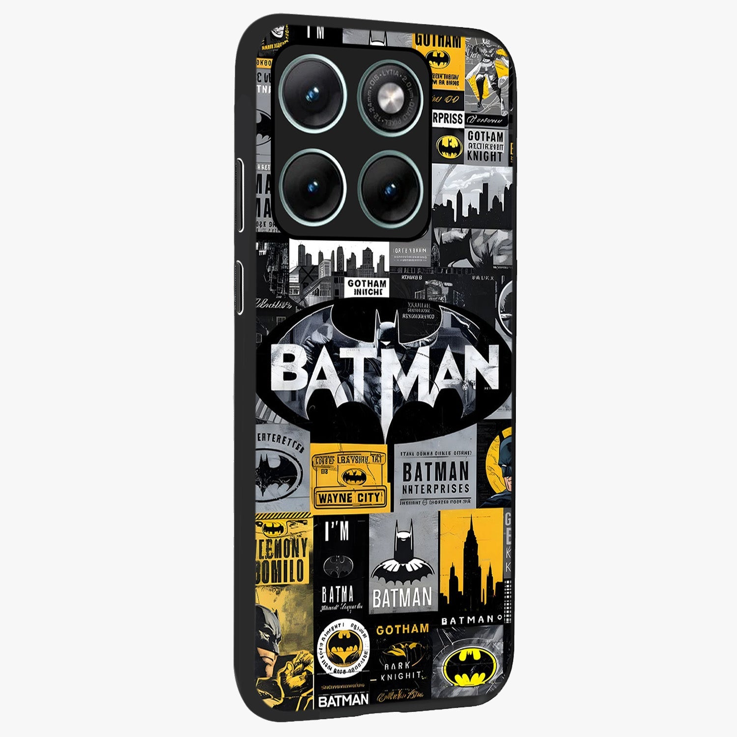 Knight Gotham Rise Glass Case upright view showcasing bold vigilante themed artwork with gothic city vibe.
