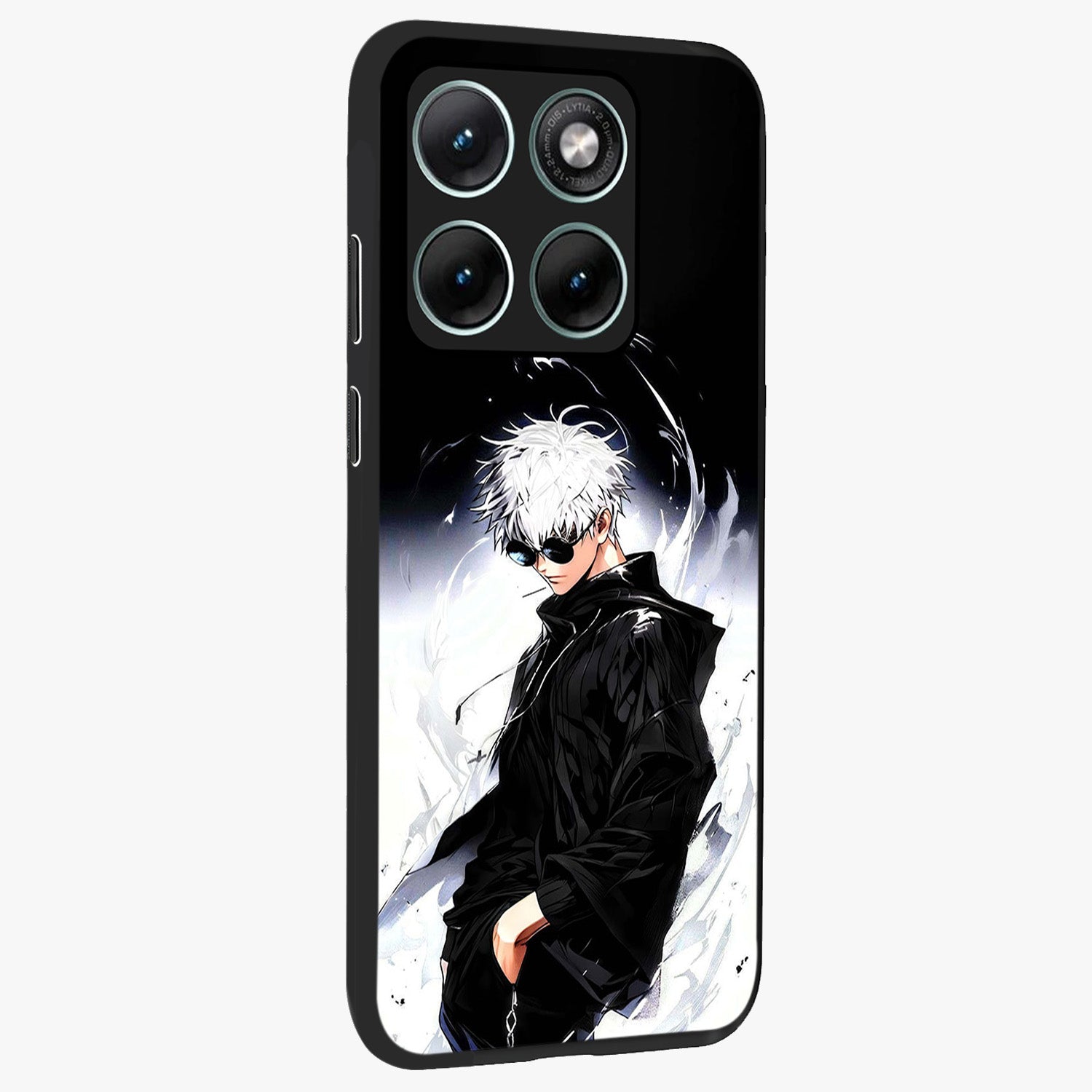 Limitless Shadow King Glass Case upright view showcasing bold shadow warrior artwork with epic fantasy theme.