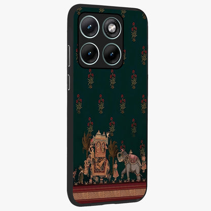 Macmerise Glass Case upright view showcasing bold artistic artwork with contemporary design theme.