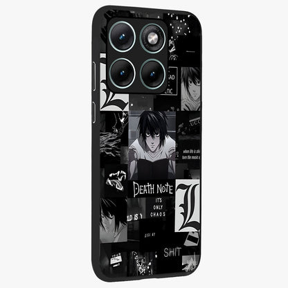 Midnight Chaos Mind Glass Case upright view showcasing expressive abstract artwork with bold dark theme.