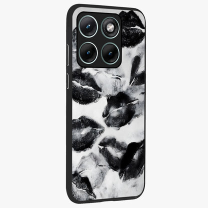 Midnight Kiss Marks Glass Case upright view showcasing stylish kiss mark artwork with trendy romantic theme.