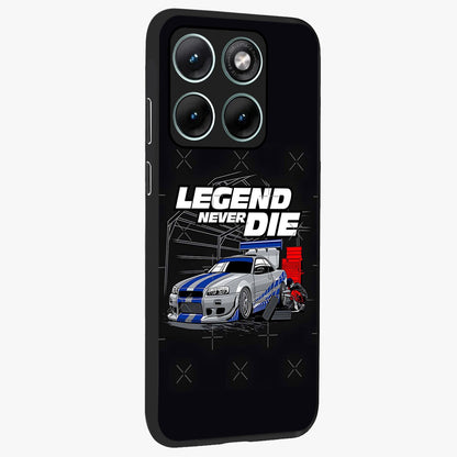 Midnight Racing Legacy Glass Case upright view showcasing powerful racing artwork with modern sports theme.