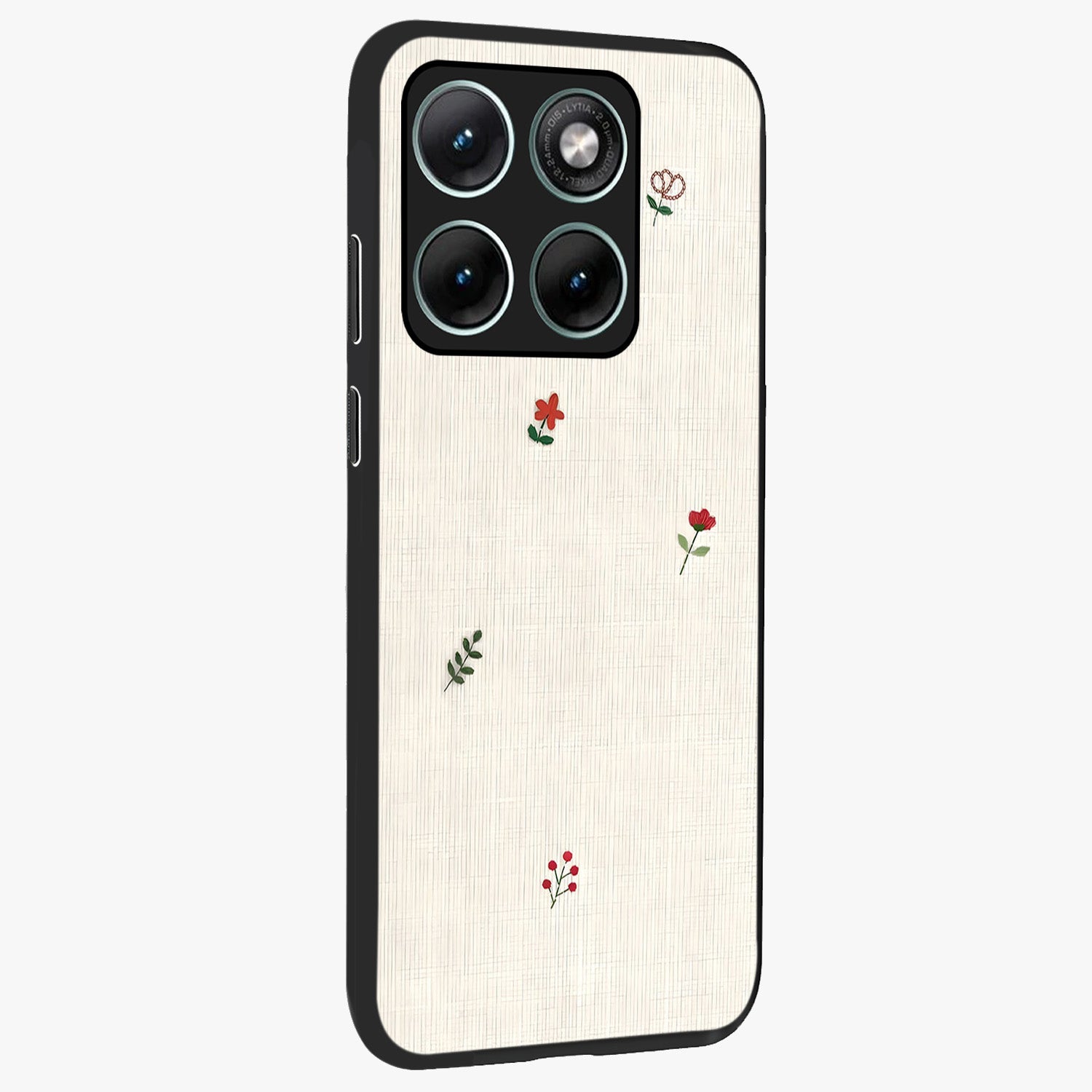 Minimalistic Blue With White Flower Pattern Glass Case upright view showcasing clean white flower artwork with calming blue theme.
