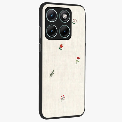 Minimalistic Blue With White Flower Pattern Glass Case upright view showcasing clean white flower artwork with calming blue theme.