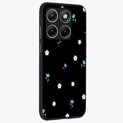 Minimal Petal Whispers Glass Case upright view showcasing elegant floral artwork with modern minimalist style.