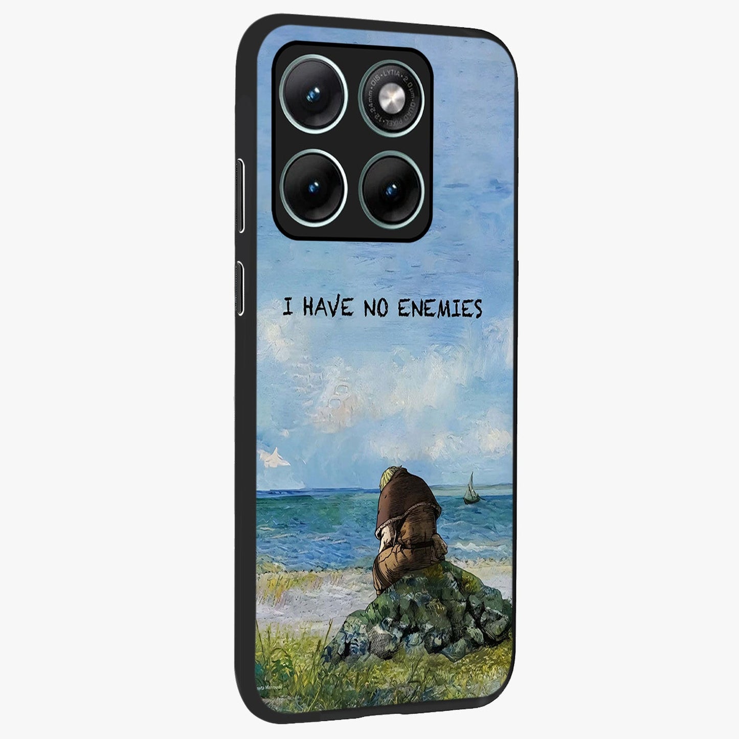 Peace Beyond War Glass Case upright view showcasing powerful peace symbol artwork with inspirational theme.
