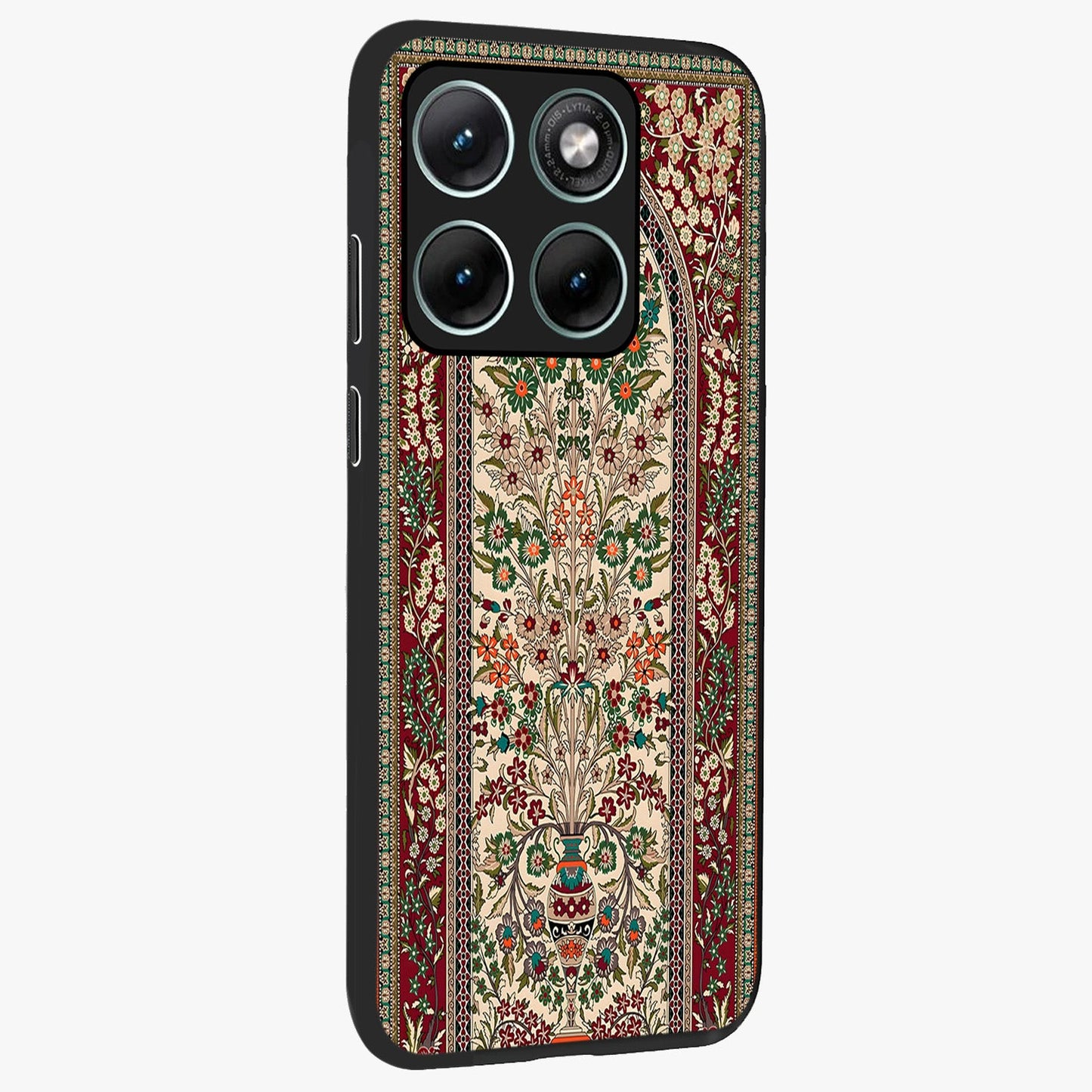 Persian Inspired Glass Case upright view showcasing decorative Persian artwork with rich heritage theme.