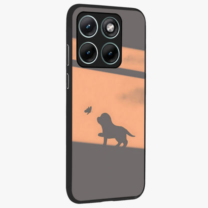 Puppy Shadow Art Glass Case upright view showcasing charming puppy artwork with creative silhouette theme.