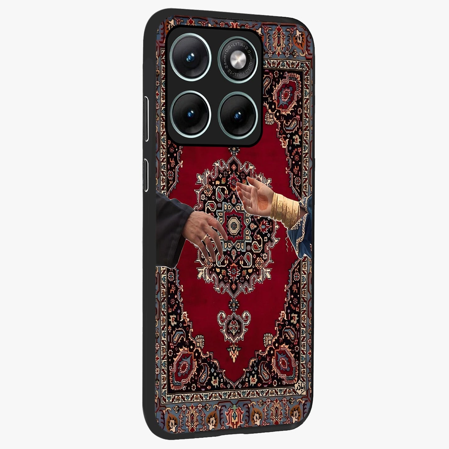 Royal Touch Reach Glass Case upright view showcasing stylish royal inspired artwork with graceful theme.